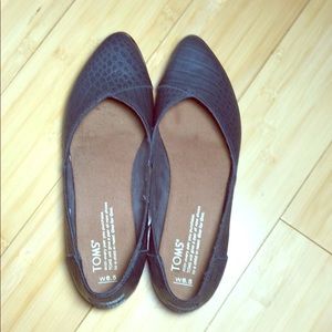 Toms grey leather embossed Jutti flats